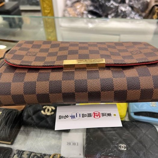 東區正精品㊣LV N41129 Favorite MM 咖啡色棋盤格金鍊翻蓋手提肩背斜背包 RZ6235-8