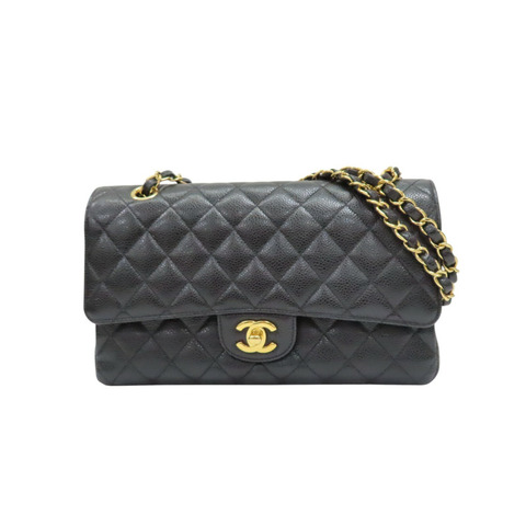 黑色 荔枝紋牛皮 Classic Flap 25 肩背包 金扣【CHANEL 香奈兒】 A01112