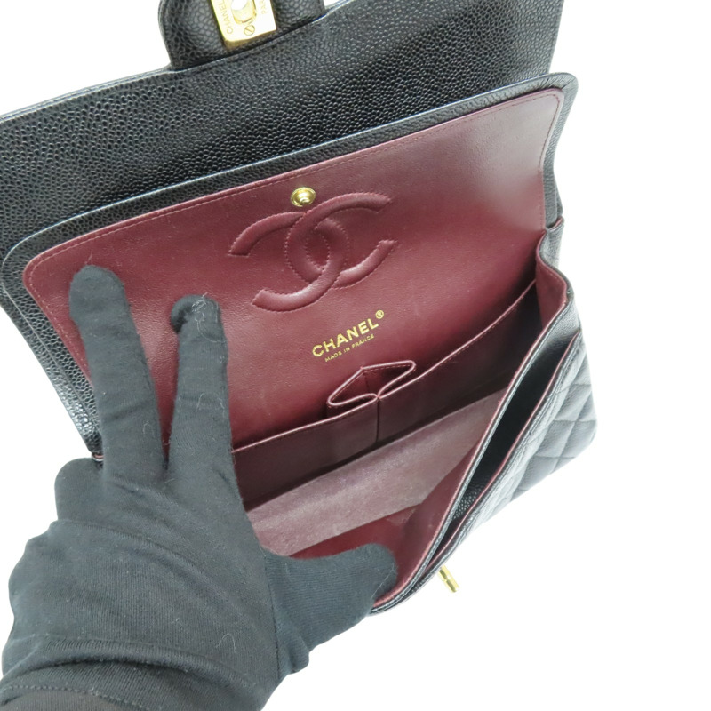 黑色 荔枝紋牛皮 Classic Flap 25 肩背包 金扣【CHANEL 香奈兒】 A01112-4