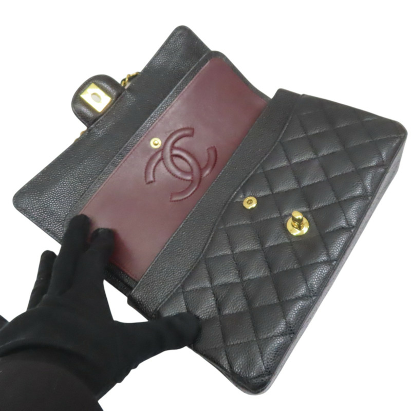 黑色 荔枝紋牛皮 Classic Flap 25 肩背包 金扣【CHANEL 香奈兒】 A01112-6