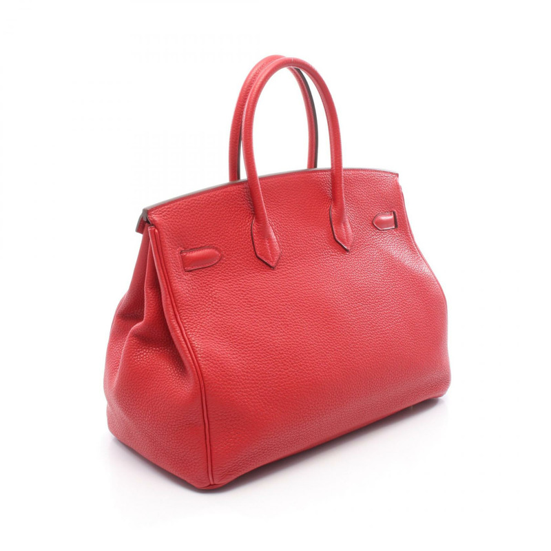 HERMES Birkin 35 手提包 Q 025791CC Taurillon Clemence Rouge casaque 二手 GHW-1