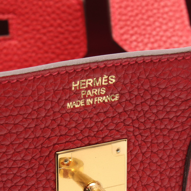 HERMES Birkin 35 手提包 Q 025791CC Taurillon Clemence Rouge casaque 二手 GHW-3