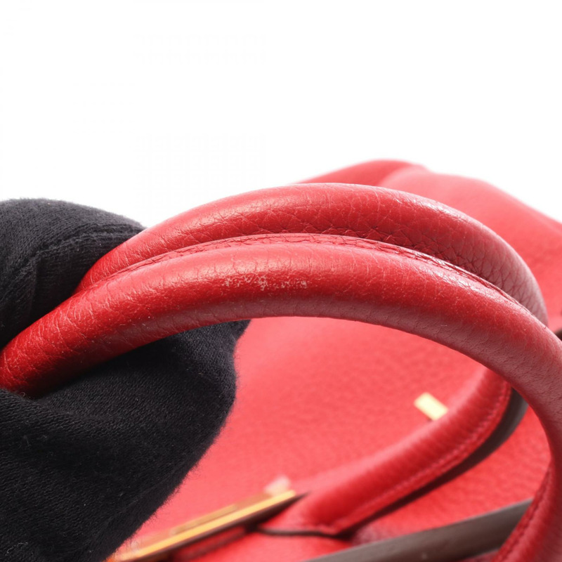 HERMES Birkin 35 手提包 Q 025791CC Taurillon Clemence Rouge casaque 二手 GHW-8