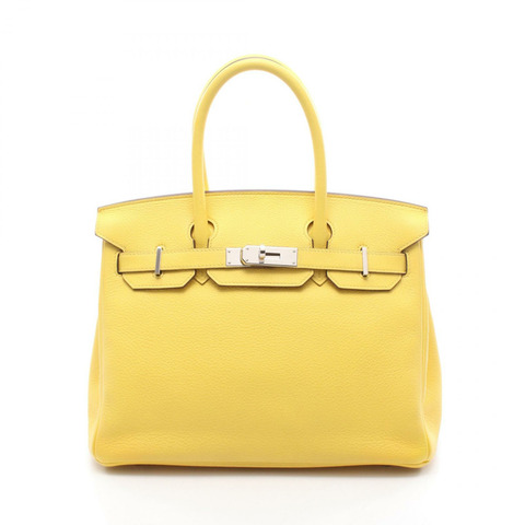 HERMES Birkin 30 手提包 D Taurillon Novillo 皮革 Jaune de naples 二手 SHW