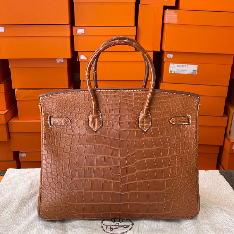 【極美天菜】HERMES 35CM BIRKIN 霧面 馬鞍鱷魚 銀扣 珍藏品釋出-2