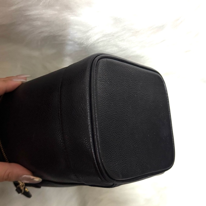 Chanel Vintage 荔枝紋牛皮雙C標誌手提化妝箱-4