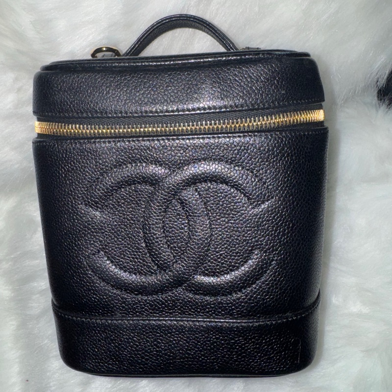 Chanel Vintage 荔枝紋牛皮雙C標誌手提化妝箱-5