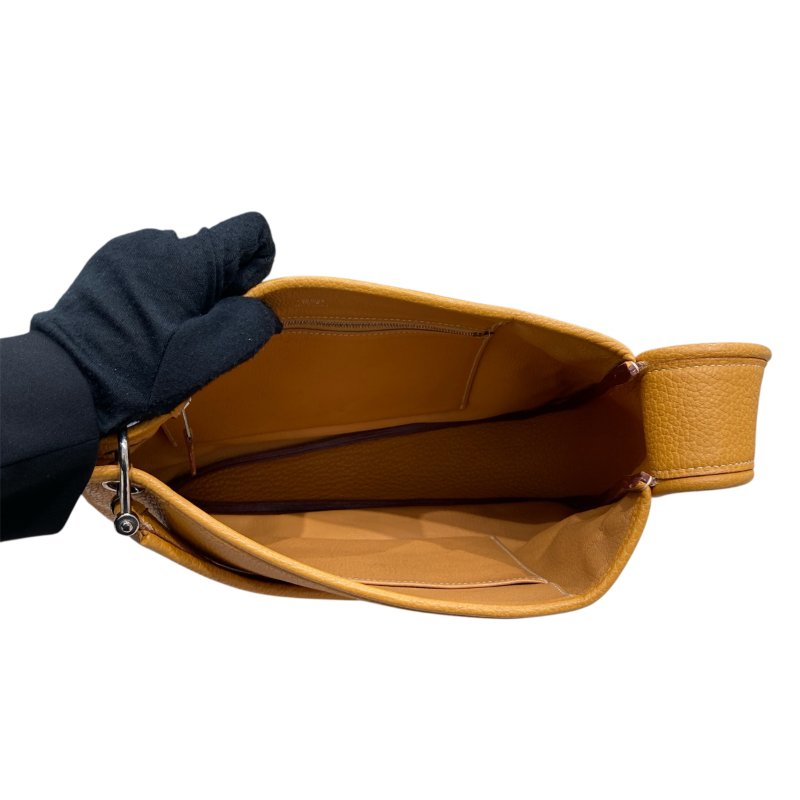 HERMES 愛馬仕 SAC MANILLE 馬尼拉肩背包 芥末黃 TC皮 銀釦-9