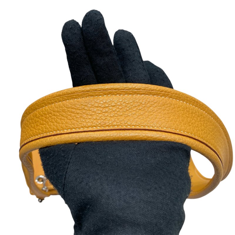 HERMES 愛馬仕 SAC MANILLE 馬尼拉肩背包 芥末黃 TC皮 銀釦-10