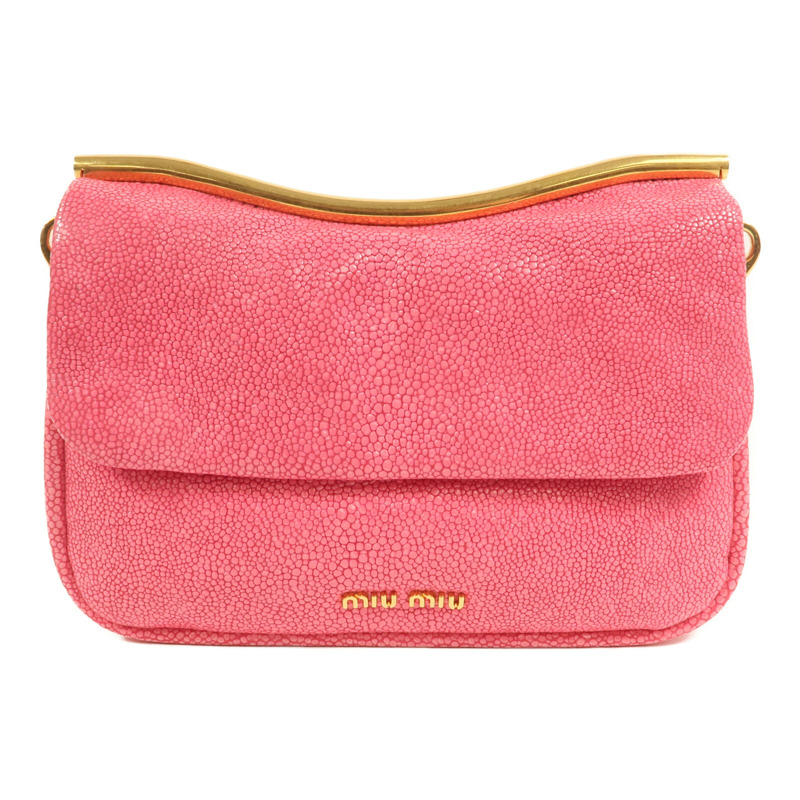 Miu Miu 牛皮皮革Shoulder Bag金扣鏈帶肩背袋-1