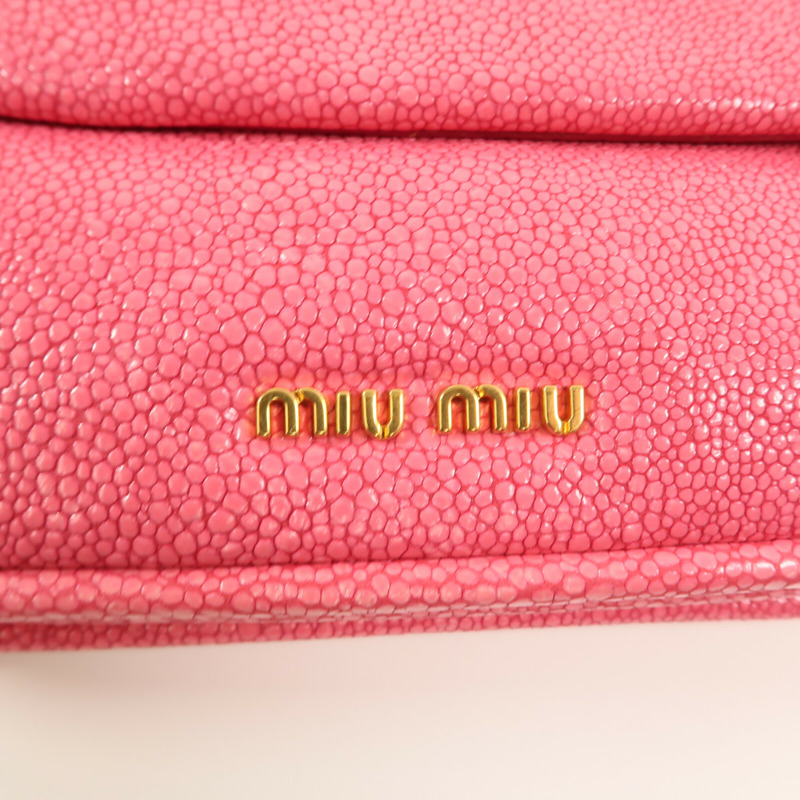 Miu Miu 牛皮皮革Shoulder Bag金扣鏈帶肩背袋-10