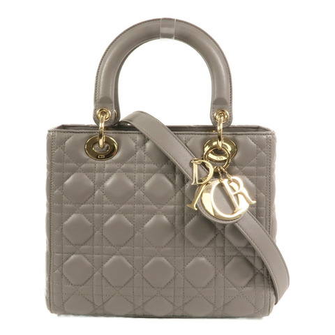 Dior 羊皮皮革Lady Dior Medium金扣手挽肩背兩用袋