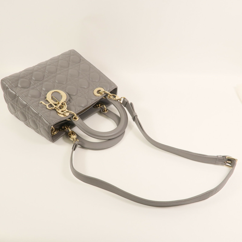 Dior 羊皮皮革Lady Dior Medium金扣手挽肩背兩用袋-3
