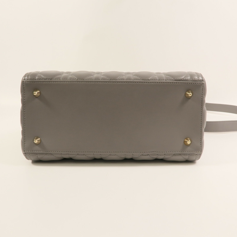 Dior 羊皮皮革Lady Dior Medium金扣手挽肩背兩用袋-4