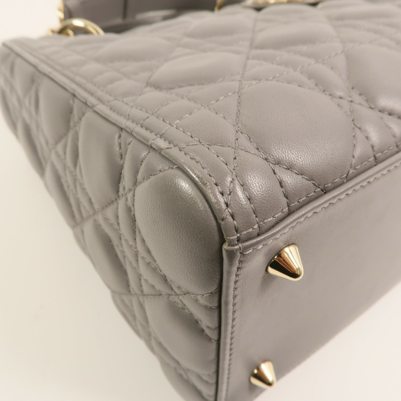 Dior 羊皮皮革Lady Dior Medium金扣手挽肩背兩用袋-6