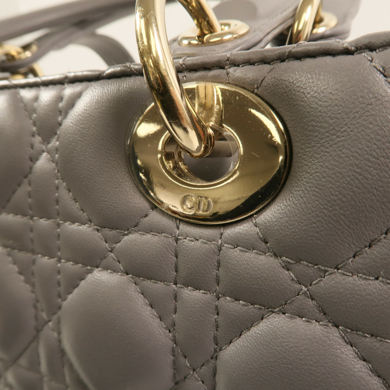 Dior 羊皮皮革Lady Dior Medium金扣手挽肩背兩用袋-9