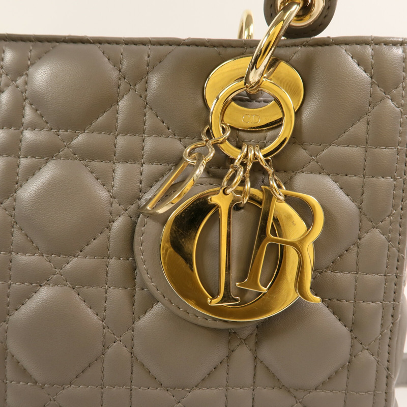 Dior 羊皮皮革Lady Dior Medium金扣手挽肩背兩用袋-11