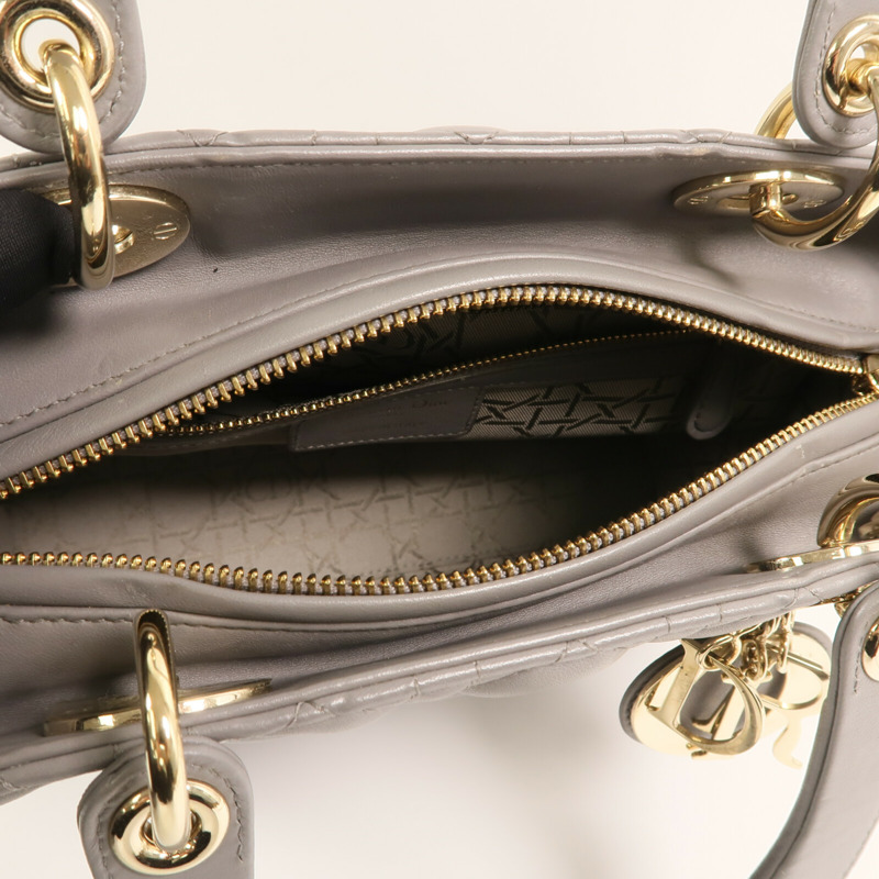 Dior 羊皮皮革Lady Dior Medium金扣手挽肩背兩用袋-12