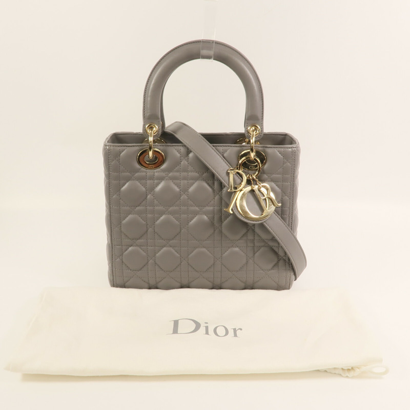 Dior 羊皮皮革Lady Dior Medium金扣手挽肩背兩用袋-15