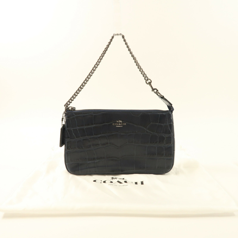 COACH 牛皮皮革Chain Shoulder鏈帶肩背袋-8