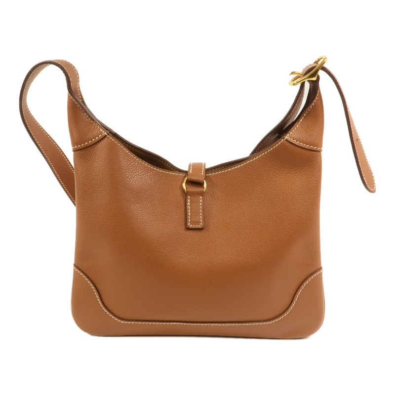 HERMES Evercolor皮革Trim Duo 24金扣肩背袋Gold-1