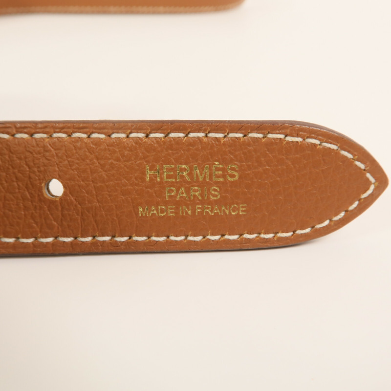 HERMES Evercolor皮革Trim Duo 24金扣肩背袋Gold-9