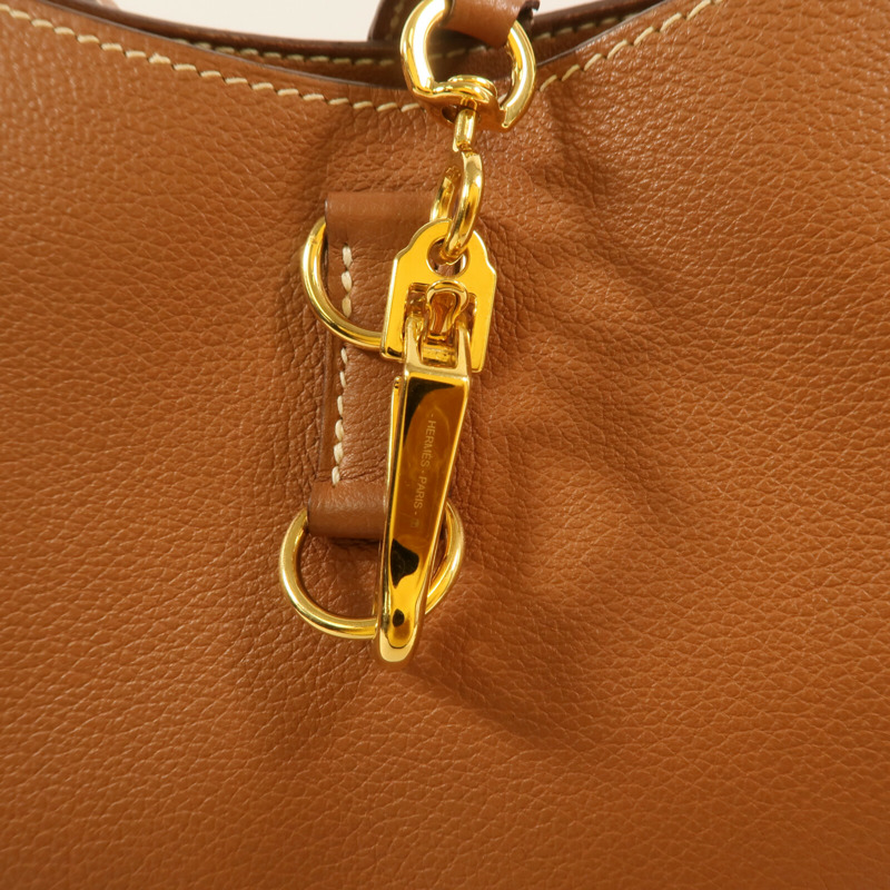 HERMES Evercolor皮革Trim Duo 24金扣肩背袋Gold-10