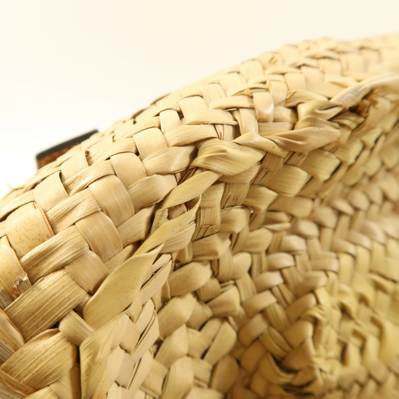 LOEWE Raffia Leather Trimmed Basket Bag銀扣肩背袋-12