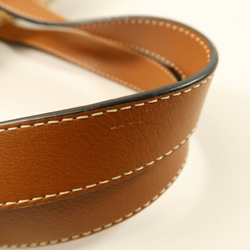 LOEWE Raffia Leather Trimmed Basket Bag銀扣肩背袋-13