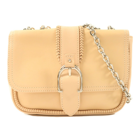 Longchamp 牛皮皮革Chain Shoulder銀扣鏈帶肩背袋