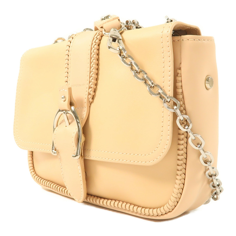 Longchamp 牛皮皮革Chain Shoulder銀扣鏈帶肩背袋-2