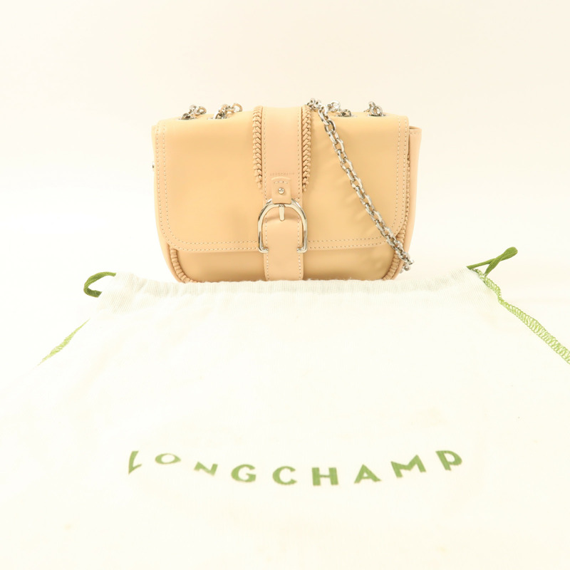 Longchamp 牛皮皮革Chain Shoulder銀扣鏈帶肩背袋-8