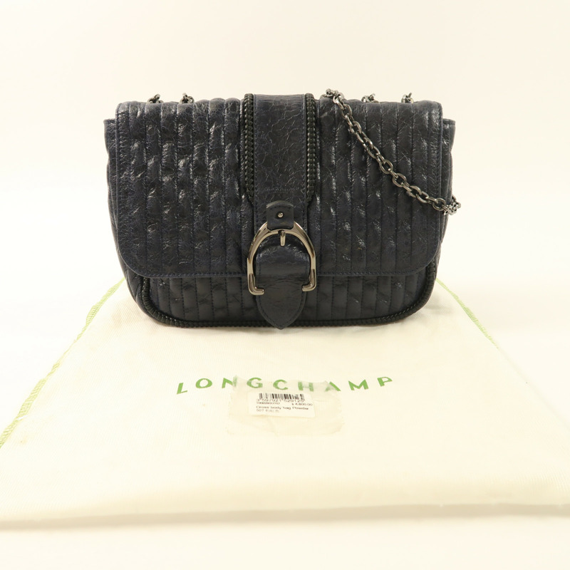 Longchamp 牛皮皮革Chain Shoulder鏈帶肩背袋-8