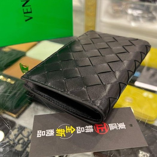 東區正精品㊣Bottega Veneta BV 749940 全新黑色牛皮大格編織拉鍊金釦釦子中夾 RZ6238-7