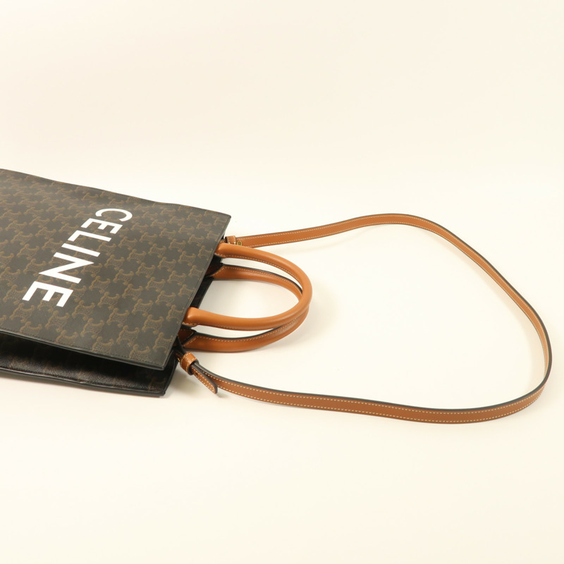 CELINE 塗層帆布Vertical Cabas In Triomphe金扣手挽肩背兩用袋-8