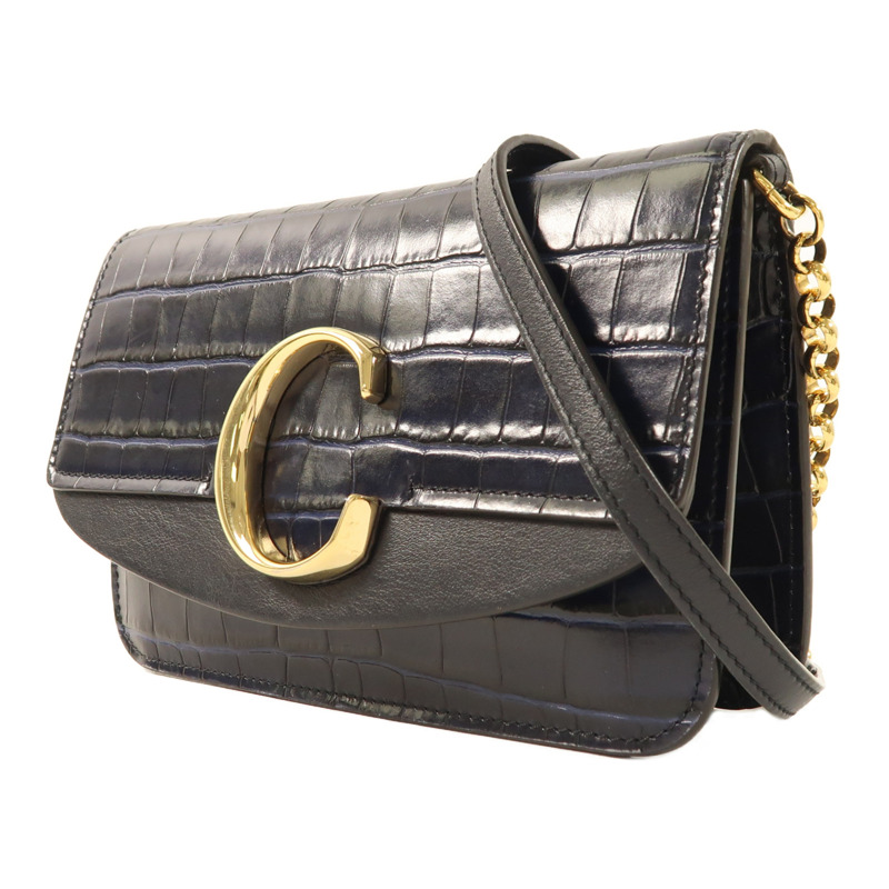 Chloe 牛皮皮革Chain Shoulder金扣鏈帶肩背袋-2