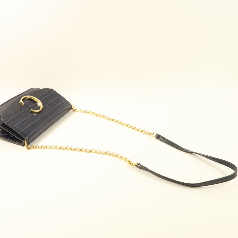 Chloe 牛皮皮革Chain Shoulder金扣鏈帶肩背袋-8