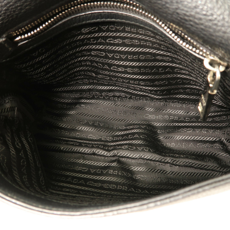 PRADA 牛皮皮革Shoulder Bag銀扣肩背袋-4