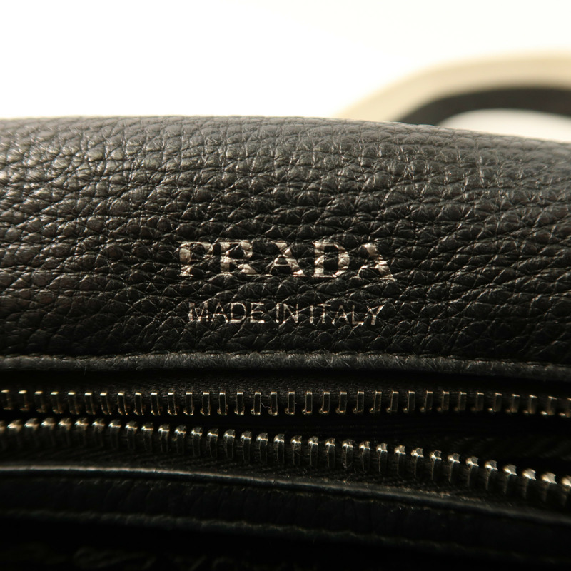 PRADA 牛皮皮革Shoulder Bag銀扣肩背袋-5