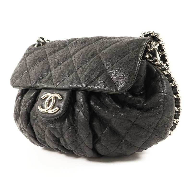 CHANEL 牛皮皮革Matelasse Chain Around Shoulder Bag銀扣鏈帶肩背袋-2