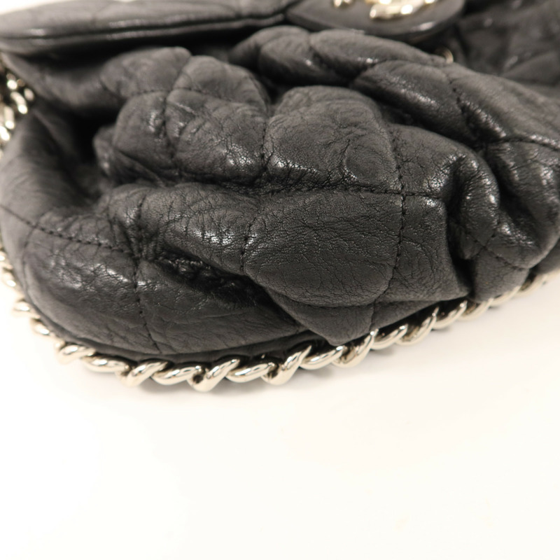 CHANEL 牛皮皮革Matelasse Chain Around Shoulder Bag銀扣鏈帶肩背袋-13