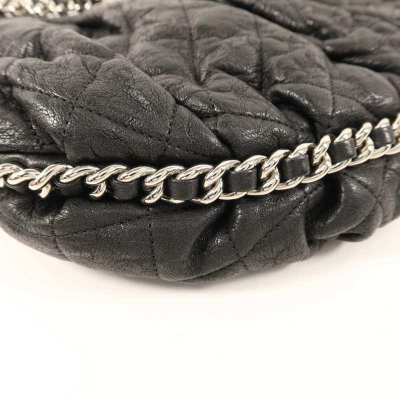 CHANEL 牛皮皮革Matelasse Chain Around Shoulder Bag銀扣鏈帶肩背袋-15