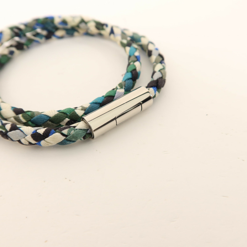 HERMES 絲質Goliath Double Tour銀扣手鏈-4