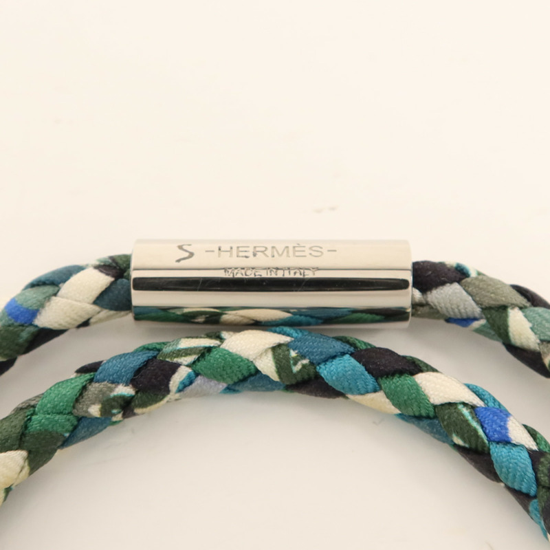 HERMES 絲質Goliath Double Tour銀扣手鏈-5