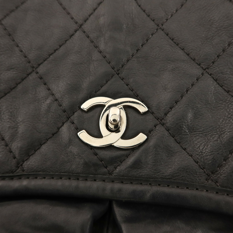 CHANEL 牛皮皮革Matelasse Chain Shoulder銀扣肩背袋-10