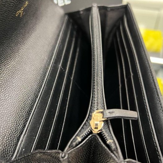 東區正精品㊣CHANEL A80286 BOY 香奈兒黑色荔枝牛皮霧金釦 LOGO 釦式信封長夾皮夾 RZ6240-3