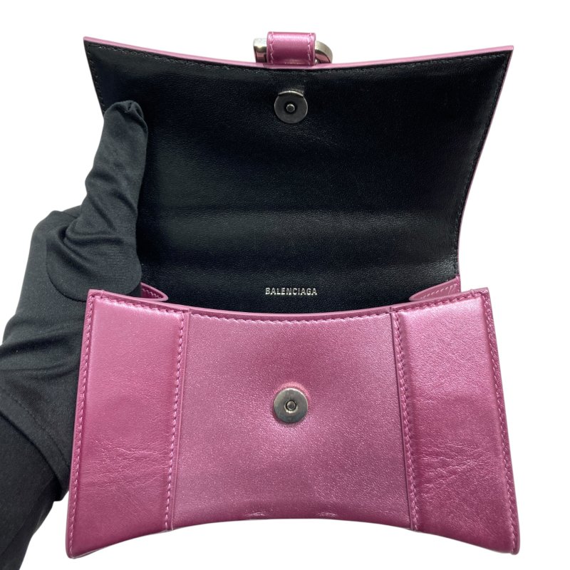 BALENCIAGA 巴黎世家 592833 HOURGLASS XS 沙漏包 手提包 肩背包 皮革 甜粉色 銀釦-11