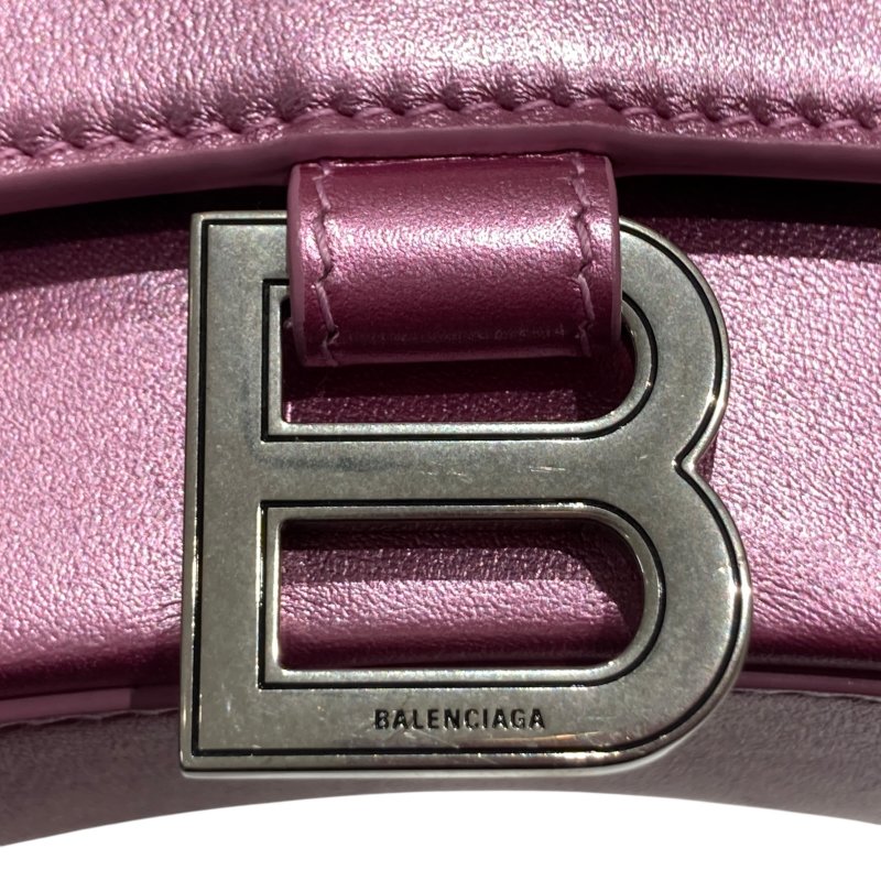 BALENCIAGA 巴黎世家 592833 HOURGLASS XS 沙漏包 手提包 肩背包 皮革 甜粉色 銀釦-15