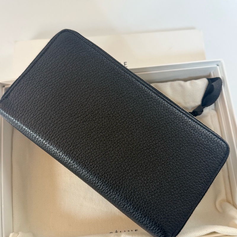 ✔️ Celine 荔枝紋牛皮拉鏈長夾 黑色-3