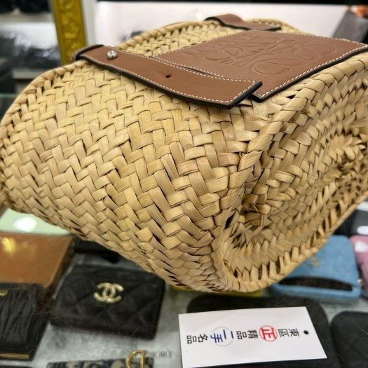 東區正精品㊣LOEWE Basket Natural Tan 咖啡皮革草編編織手提包沙灘包 RZ6242-7